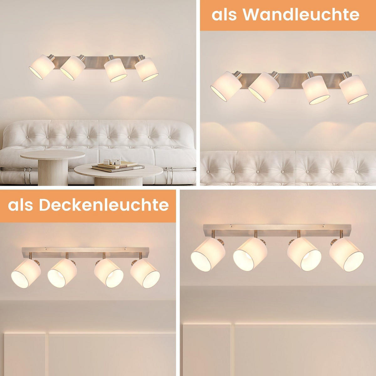 DECKENSTRAHLER 16/13/67.5cm Sand Nickel Farbe 1 Flamme - Silberfarben, Metall (16/13/67.5cm) - ZMH
