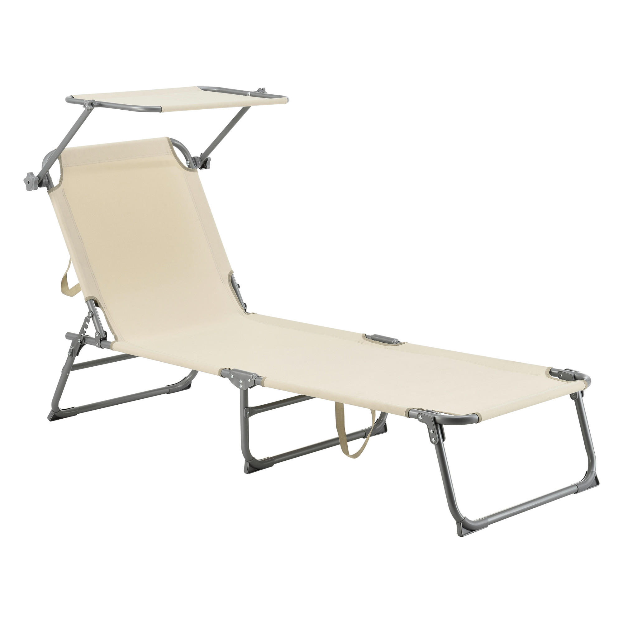 SONNENLIEGE Getaria - Beige, Textil/Metall (189/28/57cm) - [en.casa]