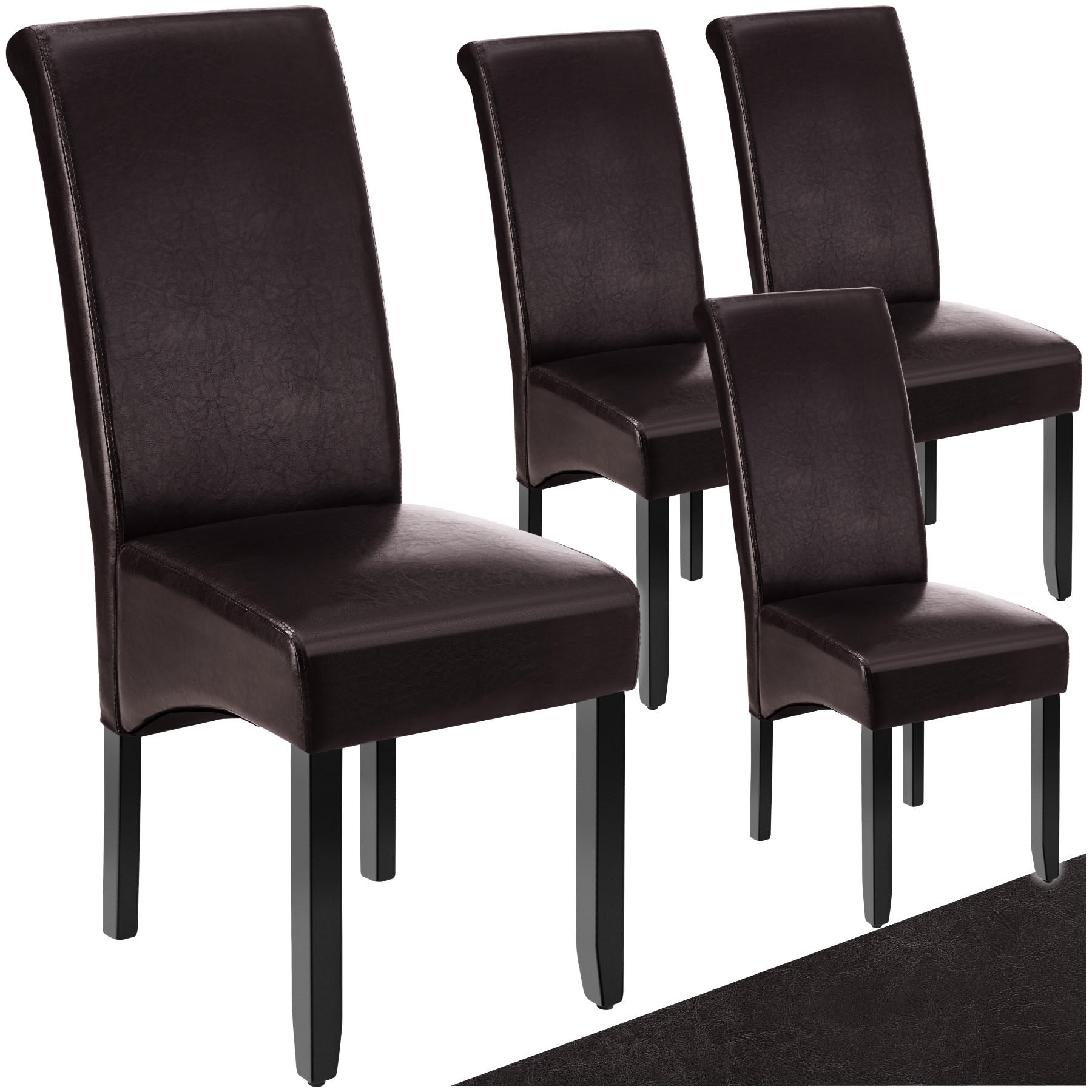 ESSZIMMERSTUHL 4er Set 44 x 63 x 106 cm braun - Dunkelbraun, Textil (44/106/45cm) - tectake