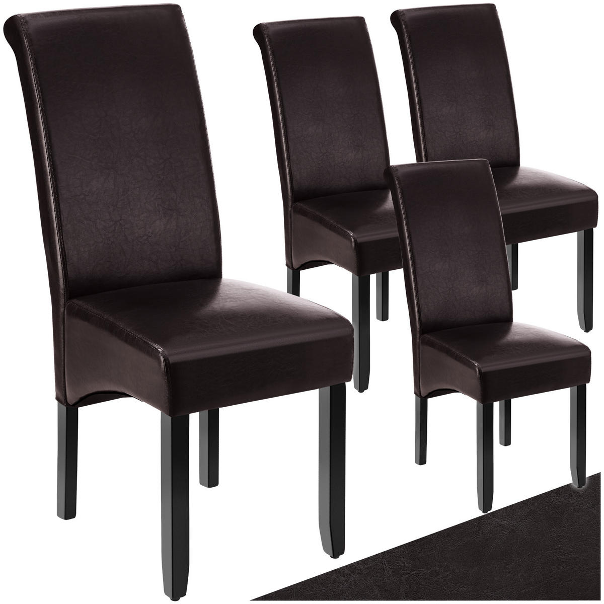 ESSZIMMERSTUHL 4er Set 44 x 63 x 106 cm braun - Dunkelbraun, Textil (44/106/45cm) - tectake