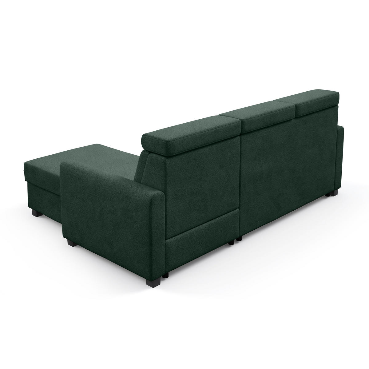 ECKSCHLAFSOFA Milano, Dunkelgrün, rechts - Dunkelgrün/Schwarz, Textil (217/166cm) - Beautysofa