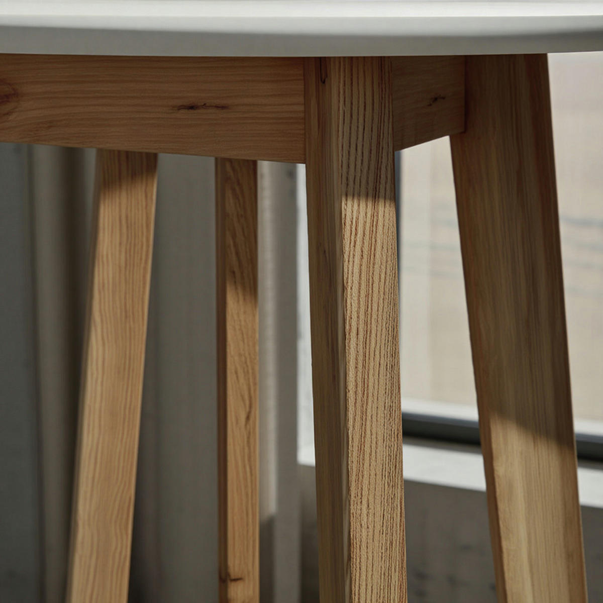 BARTISCH – Skandinavisch, Eiche, rund, 50 kg Belastbarkeit - Weiß/Braun, Eichenholz/Holz (60/110/60cm) - KADIMA DESIGN