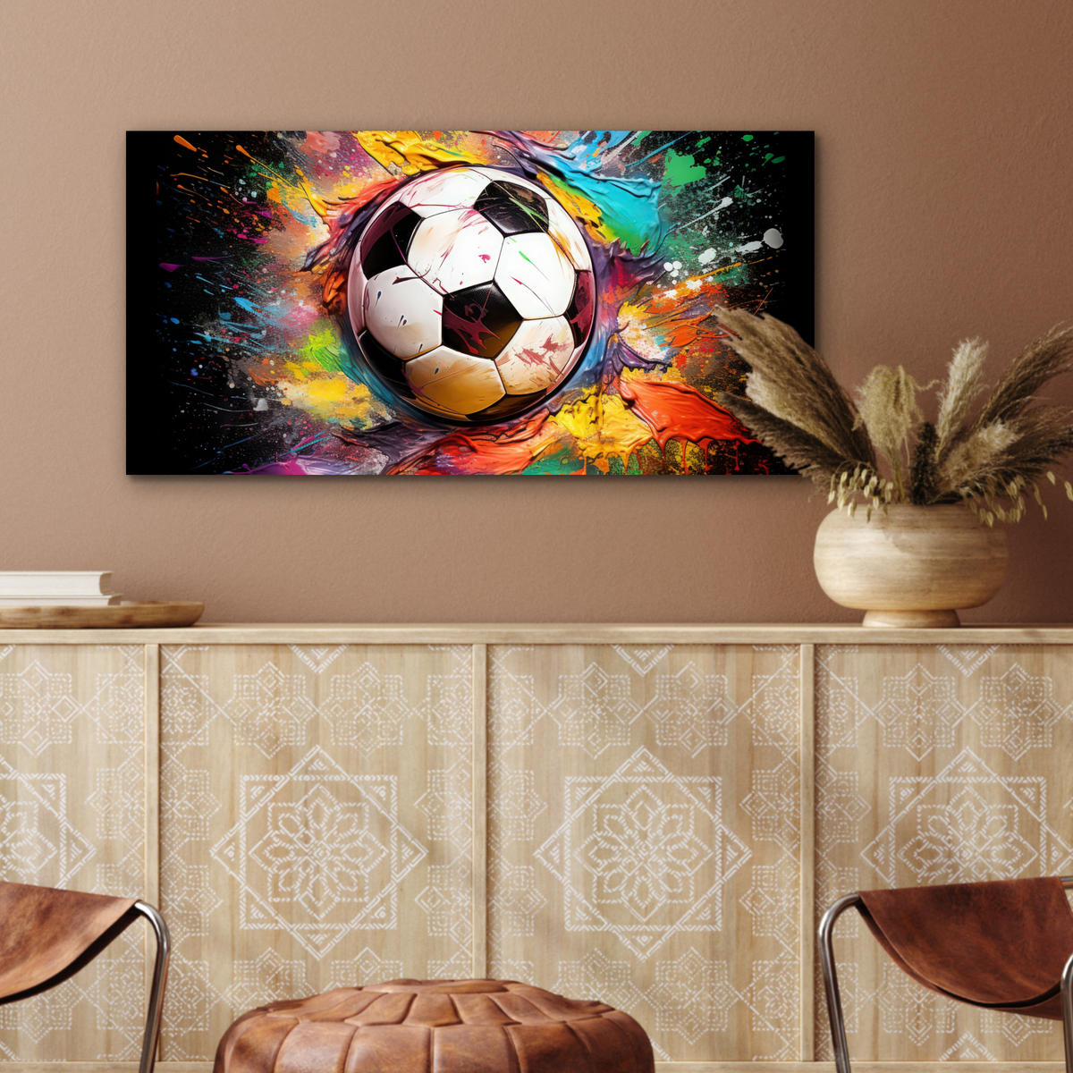 KOVOVÝ OBRAZ Futbal - Farba - Farby - Čierna - Biela 80x40 cm - biela, kov (80/40cm) - MuchoWow