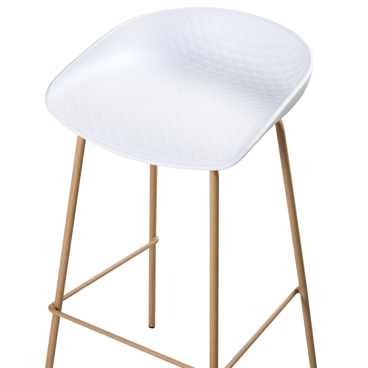 BARHOCKER 4er-Set Hellbraun Venlo - Hellbraun/Weiß, Kunststoff (43/84/44cm) - Beliani