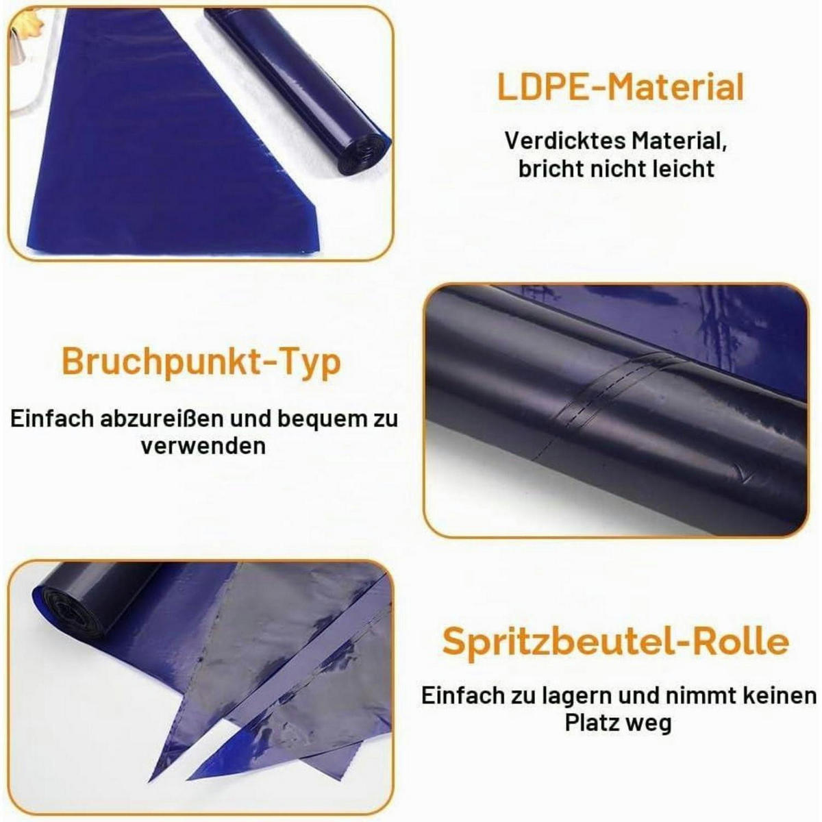 SPRITZBEUTEL 50 Stück 52 x 25 cm extra dick - Blau, Kunststoff (5.5/5.5/25.5cm)