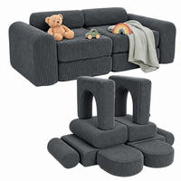 CANAPEA Antracit copii set-10-piese modulară - antracit, material plastic/material textil (108/32/50cm) - Relaxdays