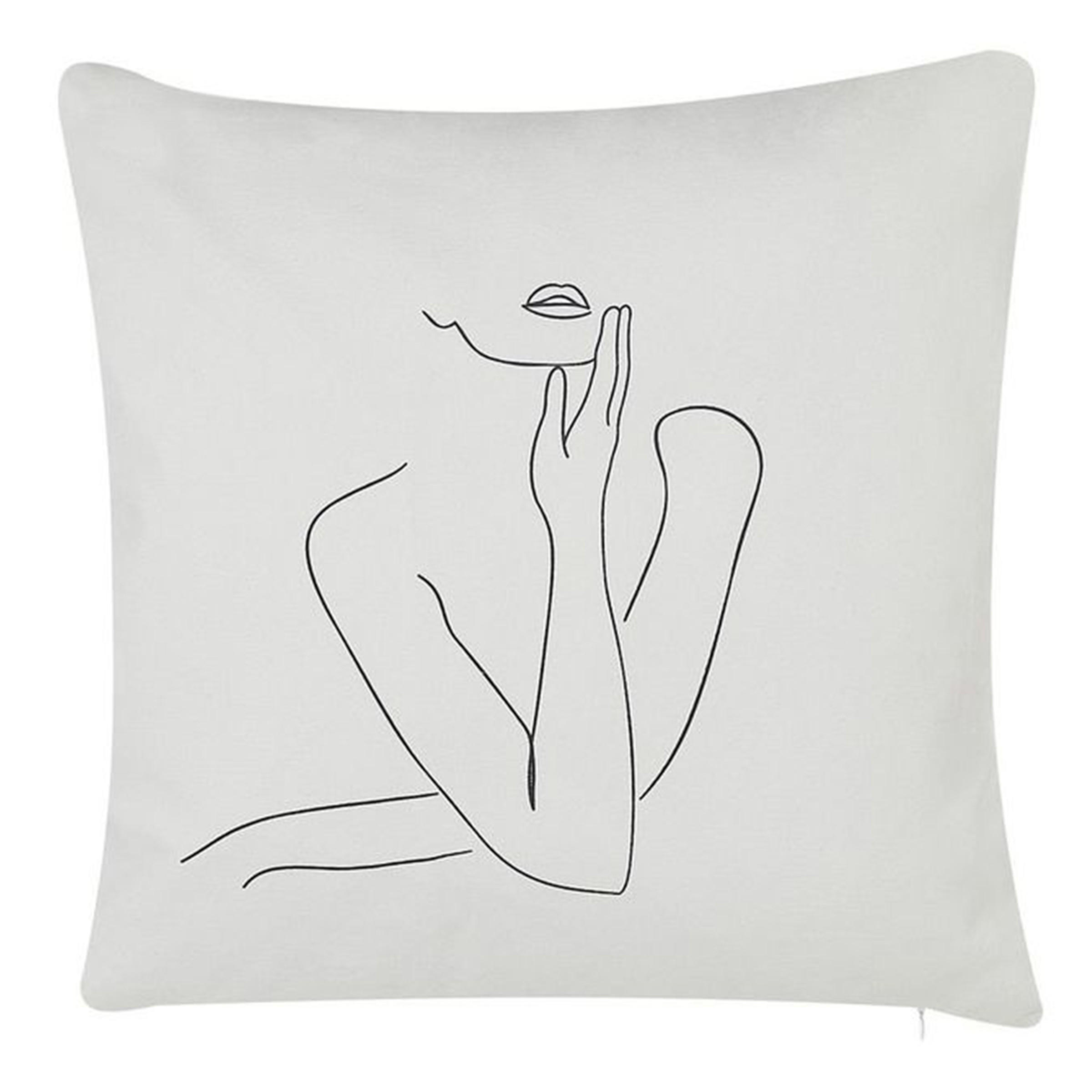 DEKOKISSEN 2er-Set Weiß 45/45 cm Meadowfoam - Weiß, Naturmaterialen/Textil (45/45cm) - Beliani