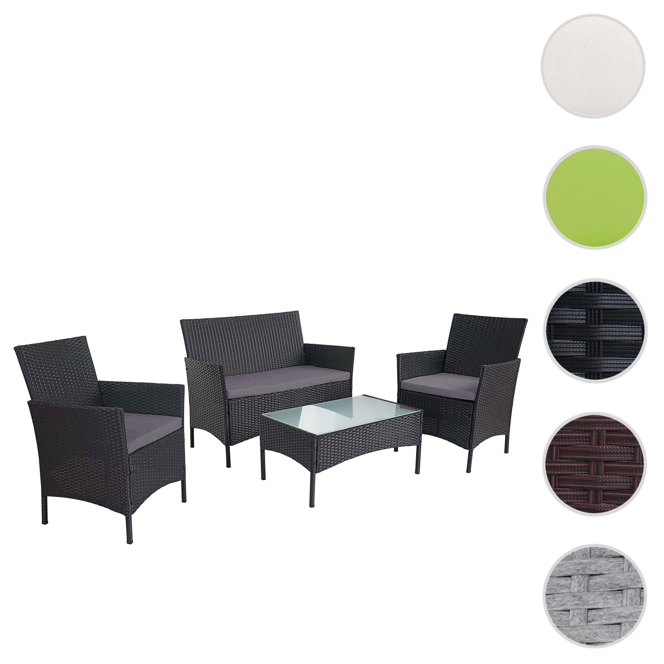 POLY-RATTAN GARTEN-GARNITUR Anthrazit - Anthrazit, Kunststoff - MCW