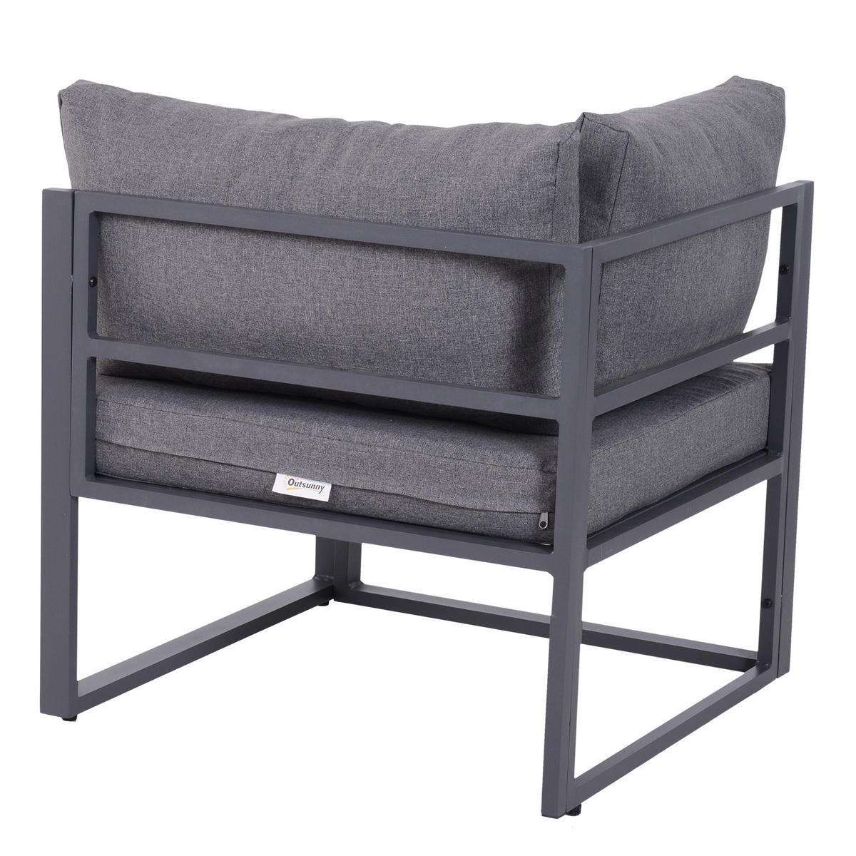 GARTENMÖBEL Set, Alu, Polyester, Grau - Grau, Glas/Kunststoff - Outsunny