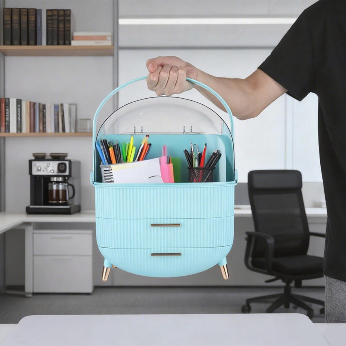 KOSMETIK ORGANIZER Seraphina 29/19/38 cm - Hellblau, Kunststoff (19/38/29cm) - ZMH