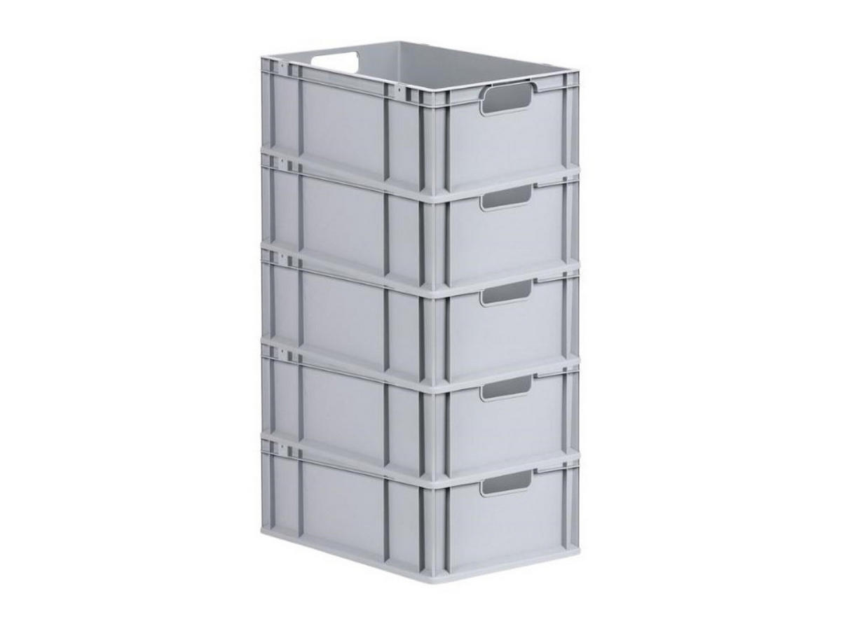 EUROBOX 5x Nextgen Economy Griffe Offen 22x40x60cm 44 Liter - Grau, Kunststoff (40/22/60cm) - PROREGAL