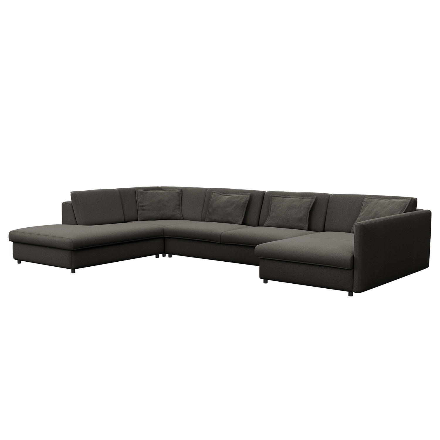 WOHNLANDSCHAFT - Anthrazit/Schwarz, Kunststoff/Textil (431/84/272cm) - home24