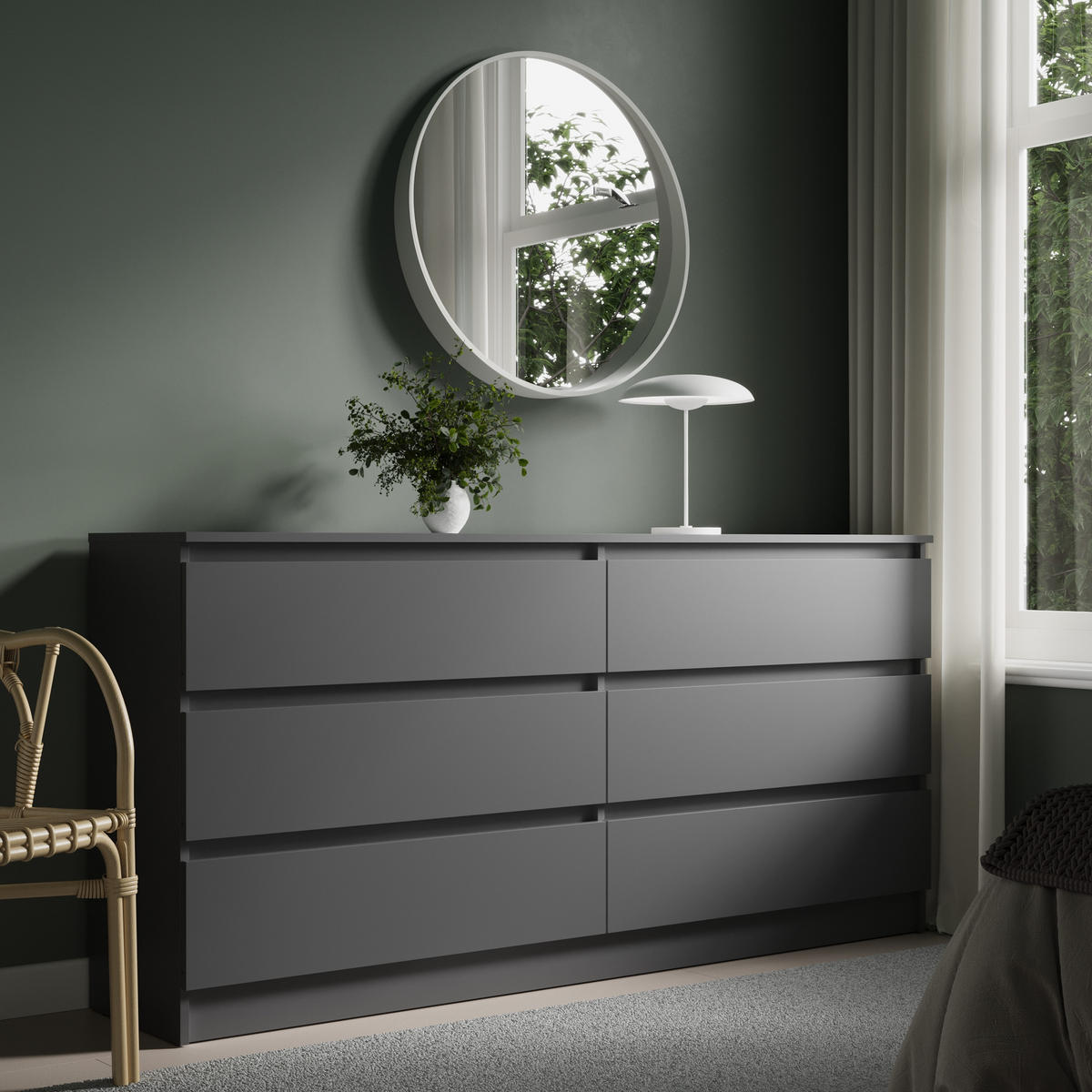 KOMMODE 160 cm Breite 6 Schubladen in Anthrazit - Anthrazit, Holzwerkstoff (160/78/35cm) - Home Collective