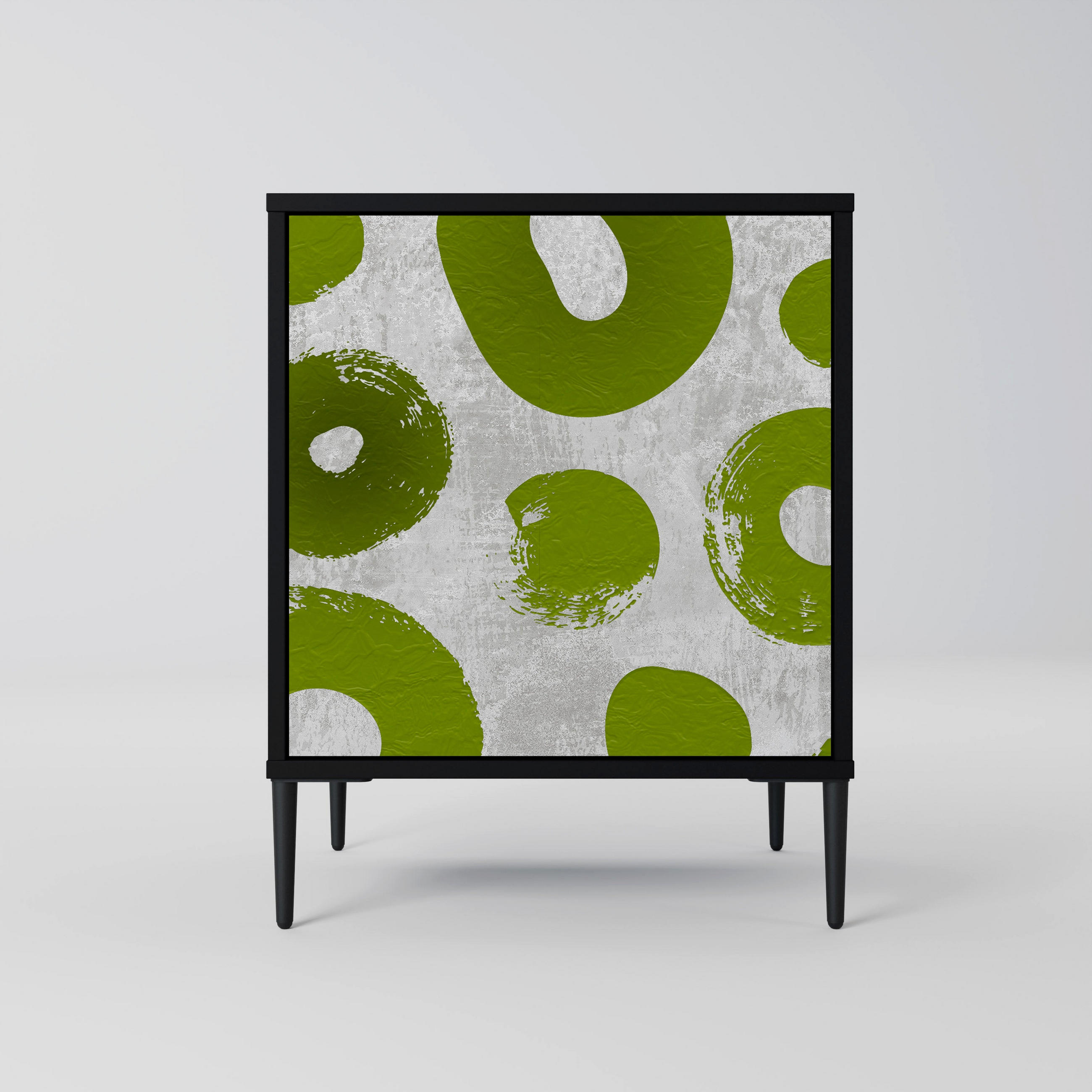 SIDEBOARD GREEN RHAPSODY, Schwarz, 57,5x42x72,5 cm, Schwarze Metallfüße - Multicolor/Schwarz, Holzwerkstoff/Metall (57.5/72.5/42cm) - SpaceRebels