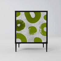 SIDEBOARD GREEN RHAPSODY, Schwarz, 57,5x42x72,5 cm, Schwarze Metallfüße - Multicolor/Schwarz, Holzwerkstoff/Metall (57.5/72.5/42cm) - SpaceRebels
