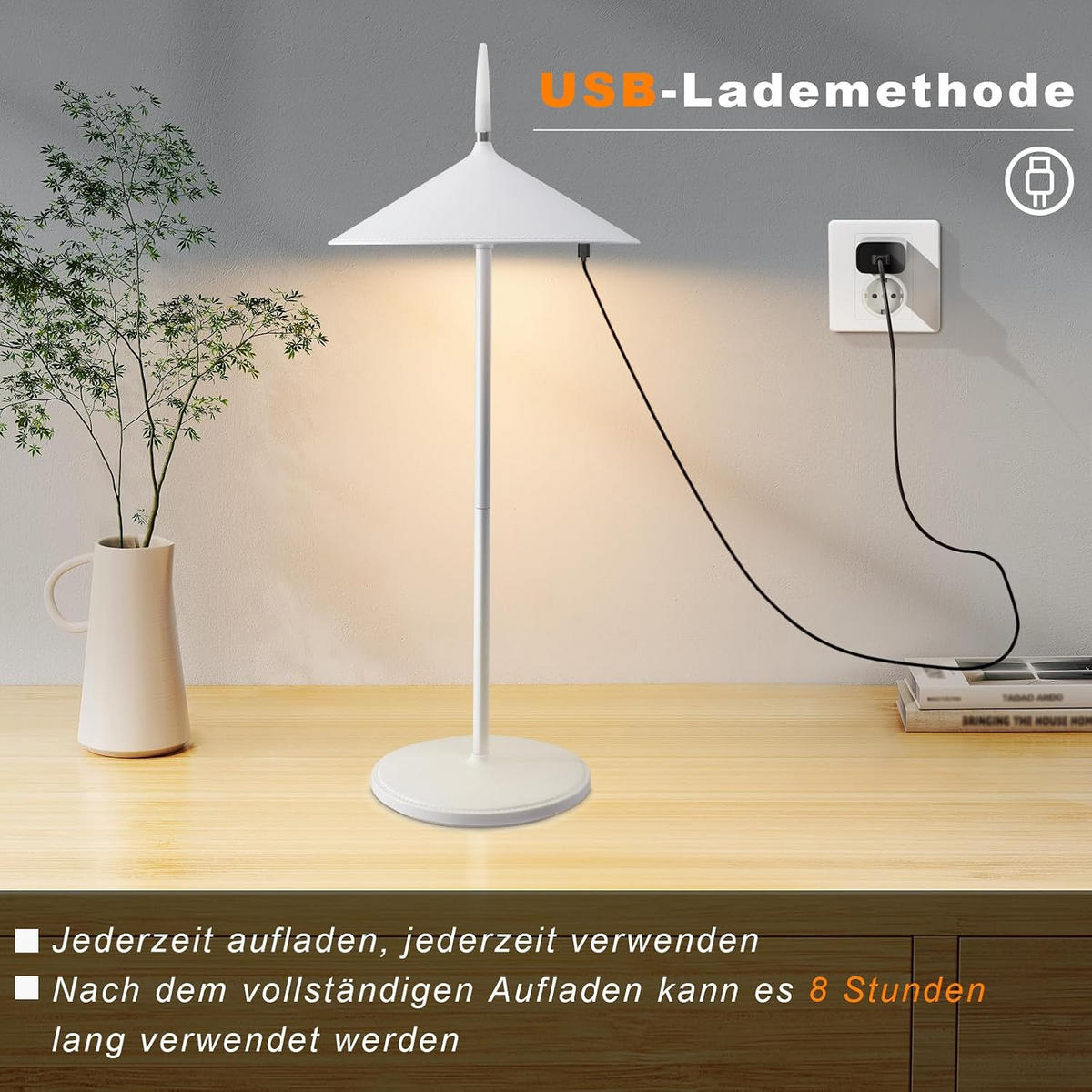 TISCHLEUCHTE Lichtmann 15.4/11.5/37.6 cm - Weiß, Kunststoff/Metall (15.4/11.5/37.6cm) - ZMH