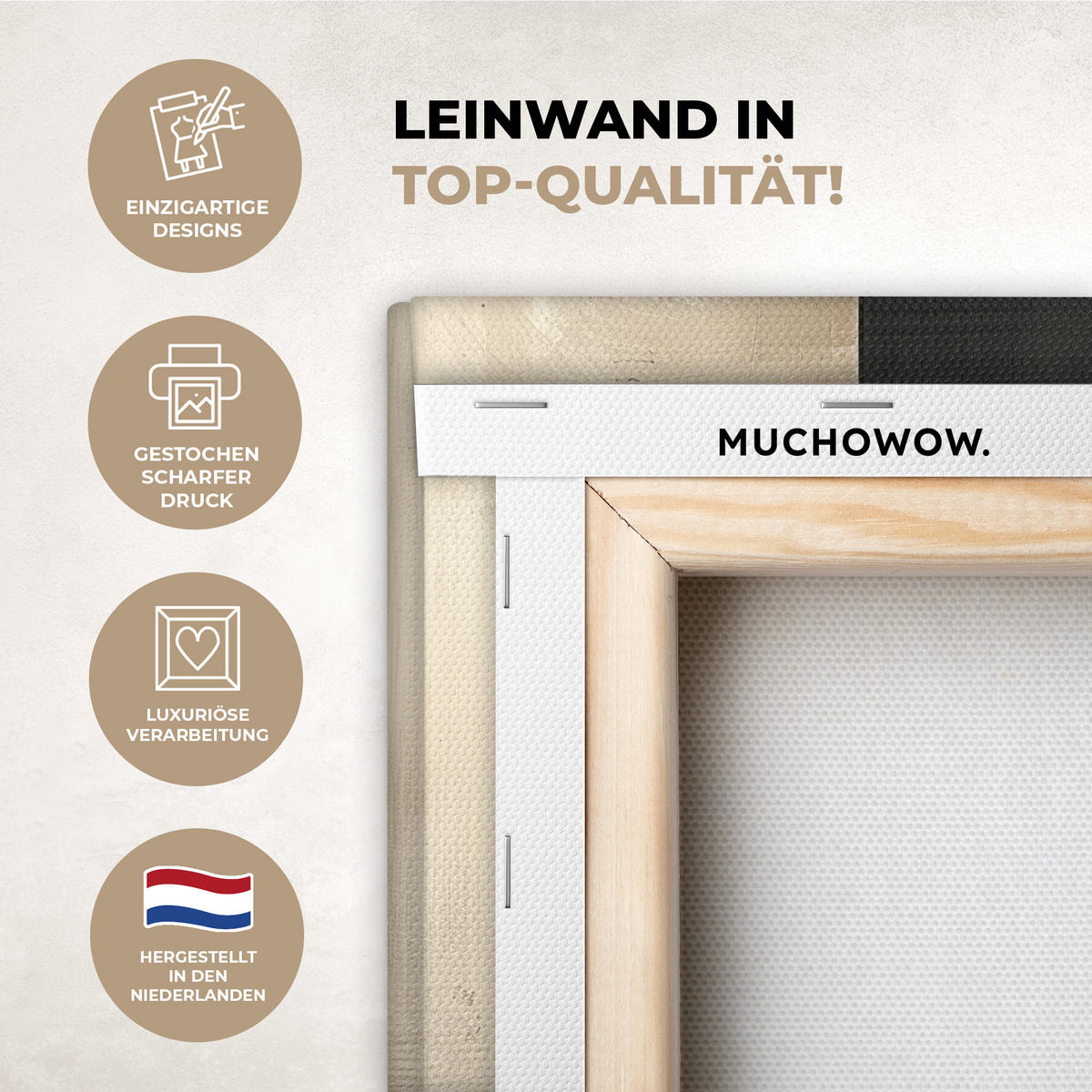 LEINWANDBILD Abstrakt - Geometrische Formen - Schwarz - Gold 20x30 cm - Ecru, Textil (20/30cm) - MuchoWow