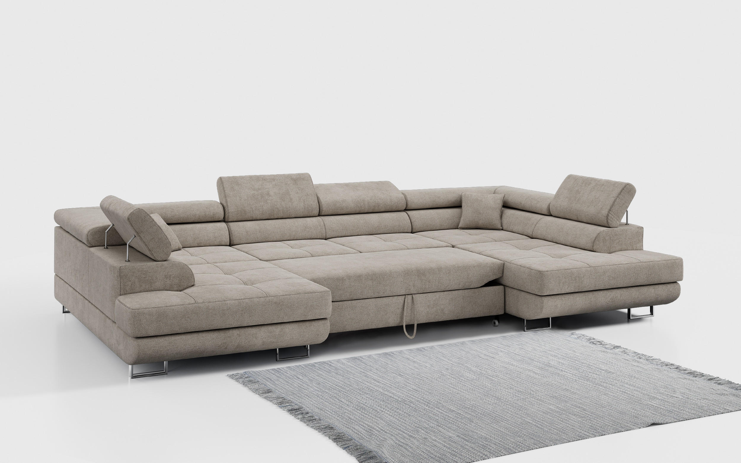 Thumbnail - MKS Wohnlandschaft, Beige, Textil, 6-Sitzer, U-Form, 340x55x205 cm, Wohnzimmer, Sofas & Couches, Wohnlandschaften, Wohnl...