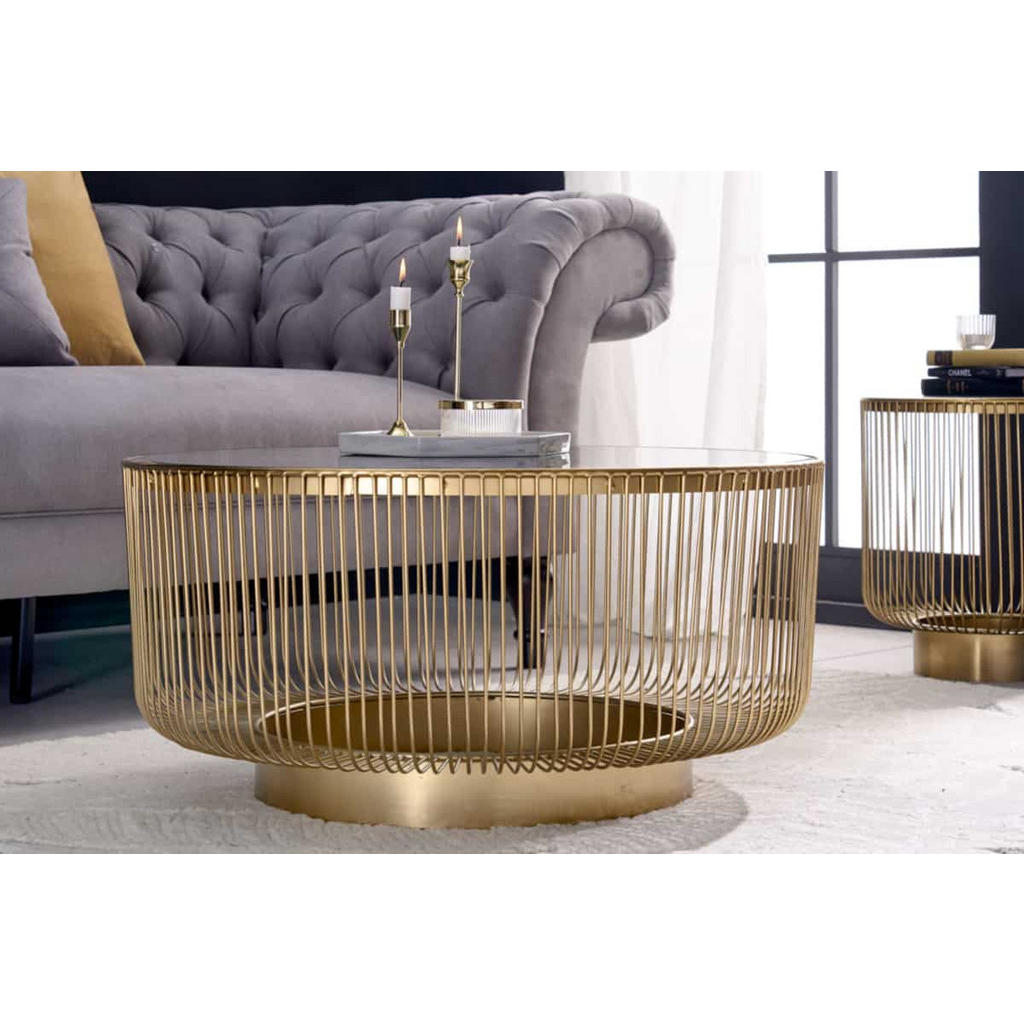 Thumbnail - riess-ambiente Couchtisch, Gold, Glas, Metall, Vintage, Rund,Rund, 79x40x79 cm, Wohnzimmer, Wohnzimmertische, Couchtisch...