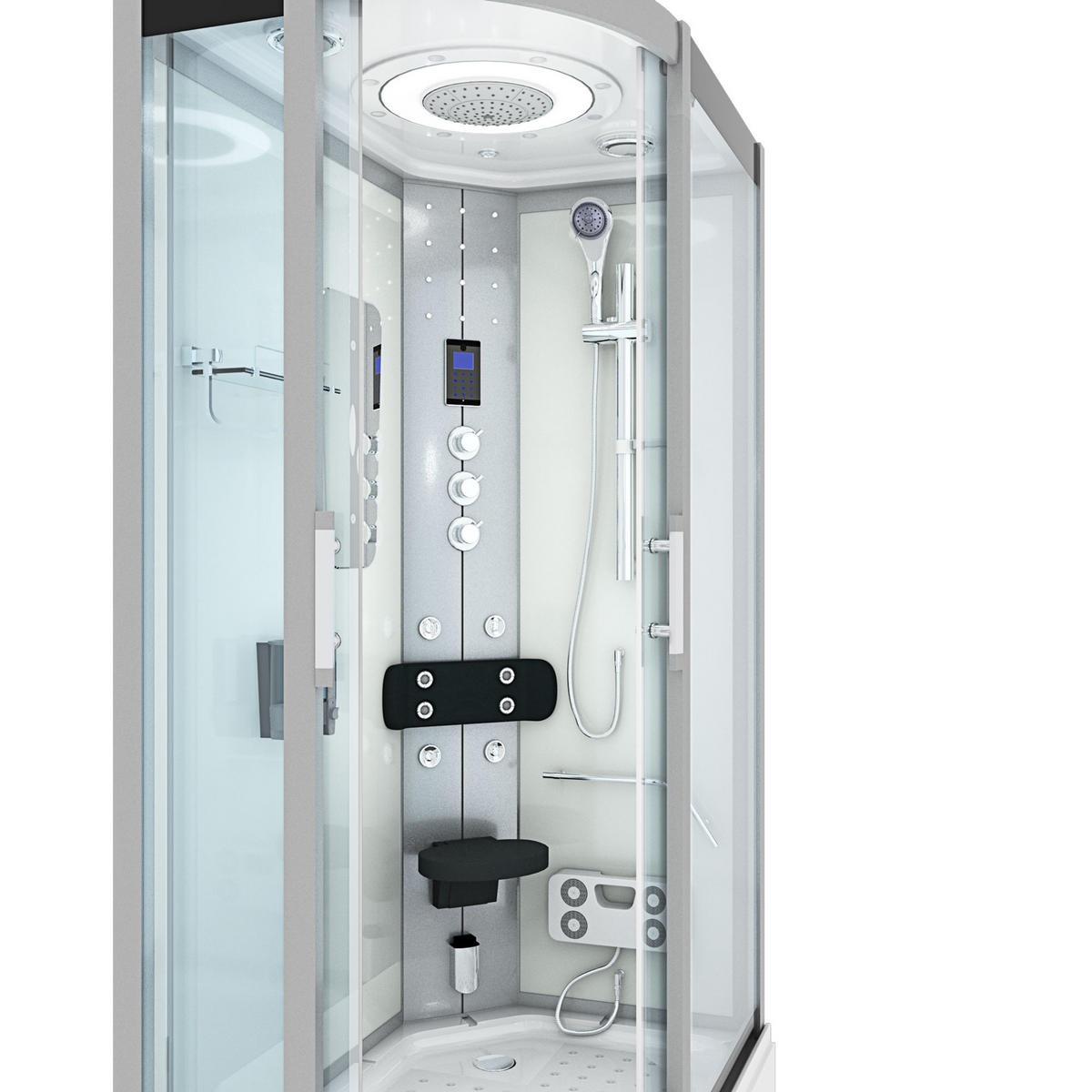 DUSCHE Dampfdusche D60-70T3L-EC 120x80 - Weiß, Glas/Kunststoff (120/80/215cm) - AcquaVapore by Sandra Jentho