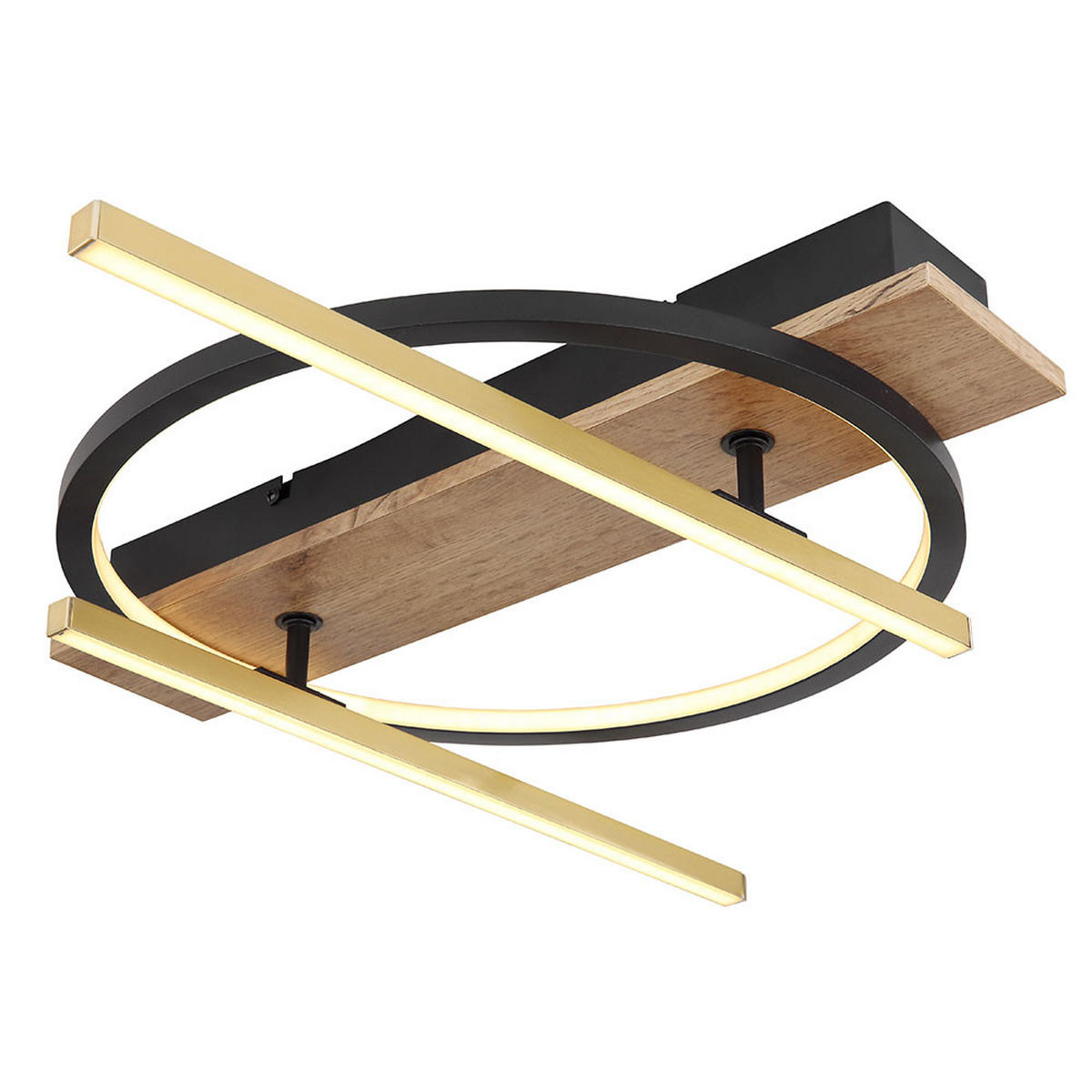 LED DECKENLEUCHTE Holzoptik Schwarz - Schwarz, Metall (44/40/9cm) - Globo Lighting