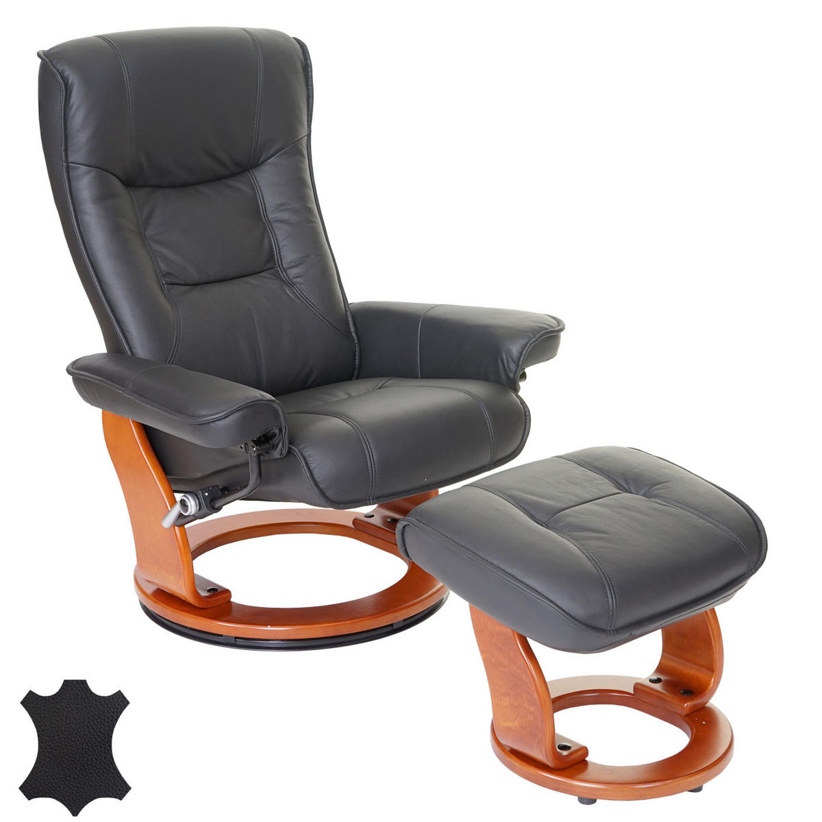 RELAXSESSEL Schwarz - Schwarz, Leder (86/105/82cm) - MCA