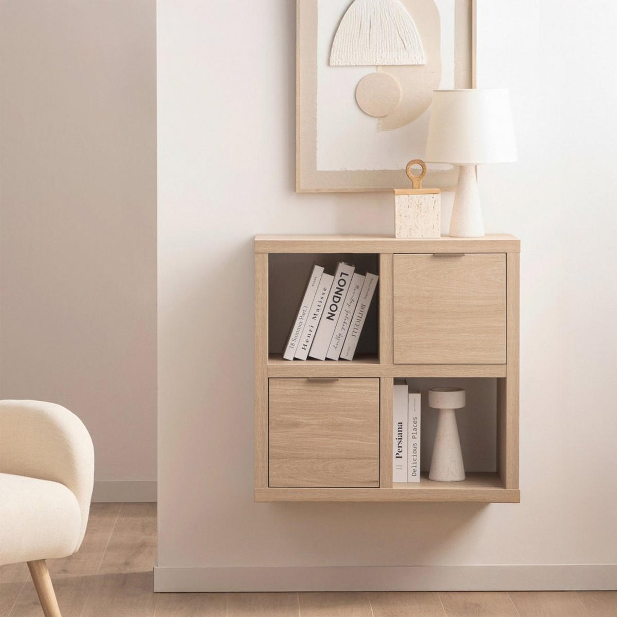 KOMMODE Aleni Natürlich 70 cm x 70 cm - Naturfarben, Holzwerkstoff (70/70/32cm) - Klast Home
