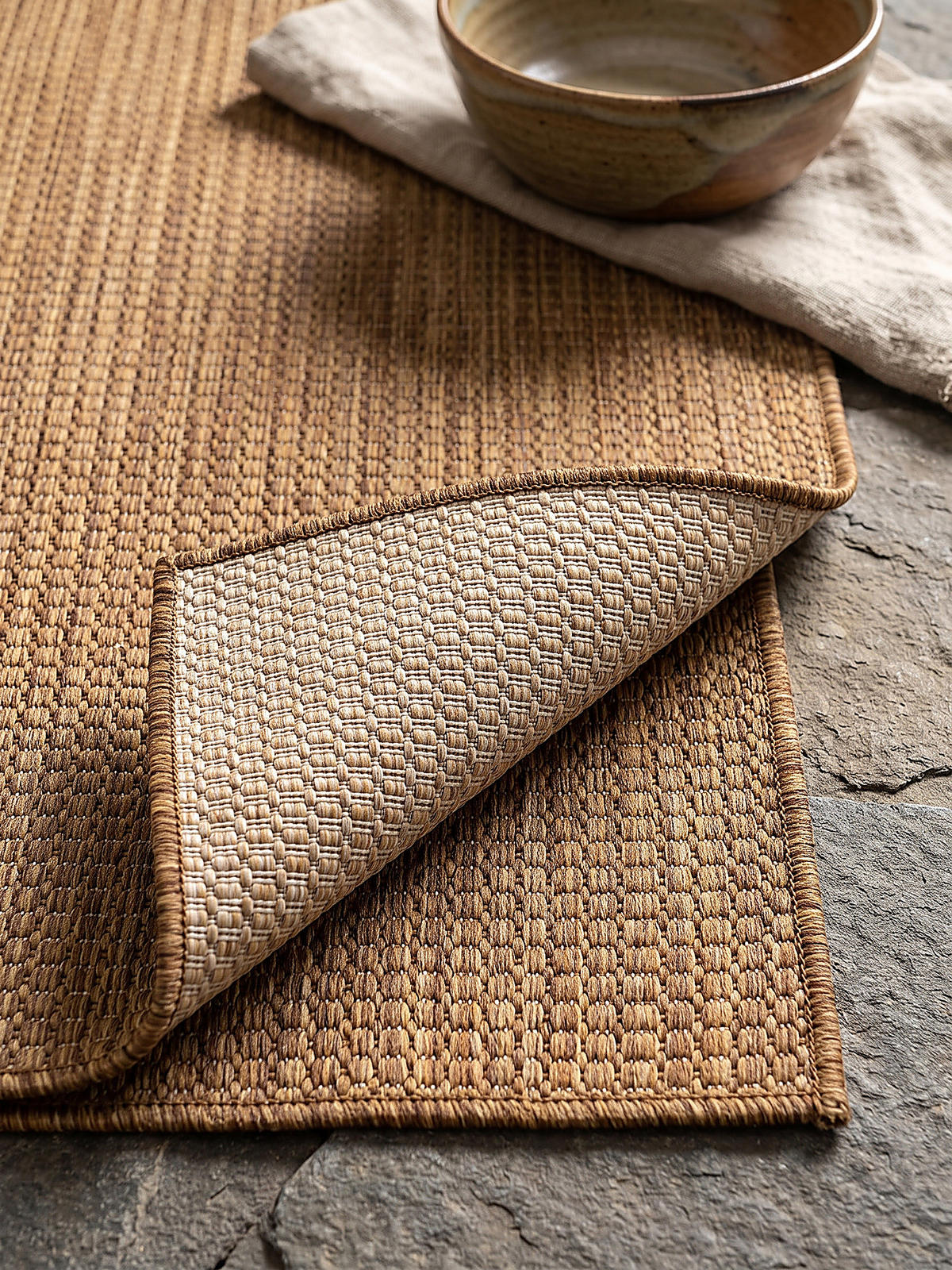 TEPPICH Flachgewebe, Outdoor, Fußbodenheizung-geeignet, VIGOLENO in Ockerbraun, 280 x 370 cm - Braun, Textil (280/370cm) - KADIMA DESIGN