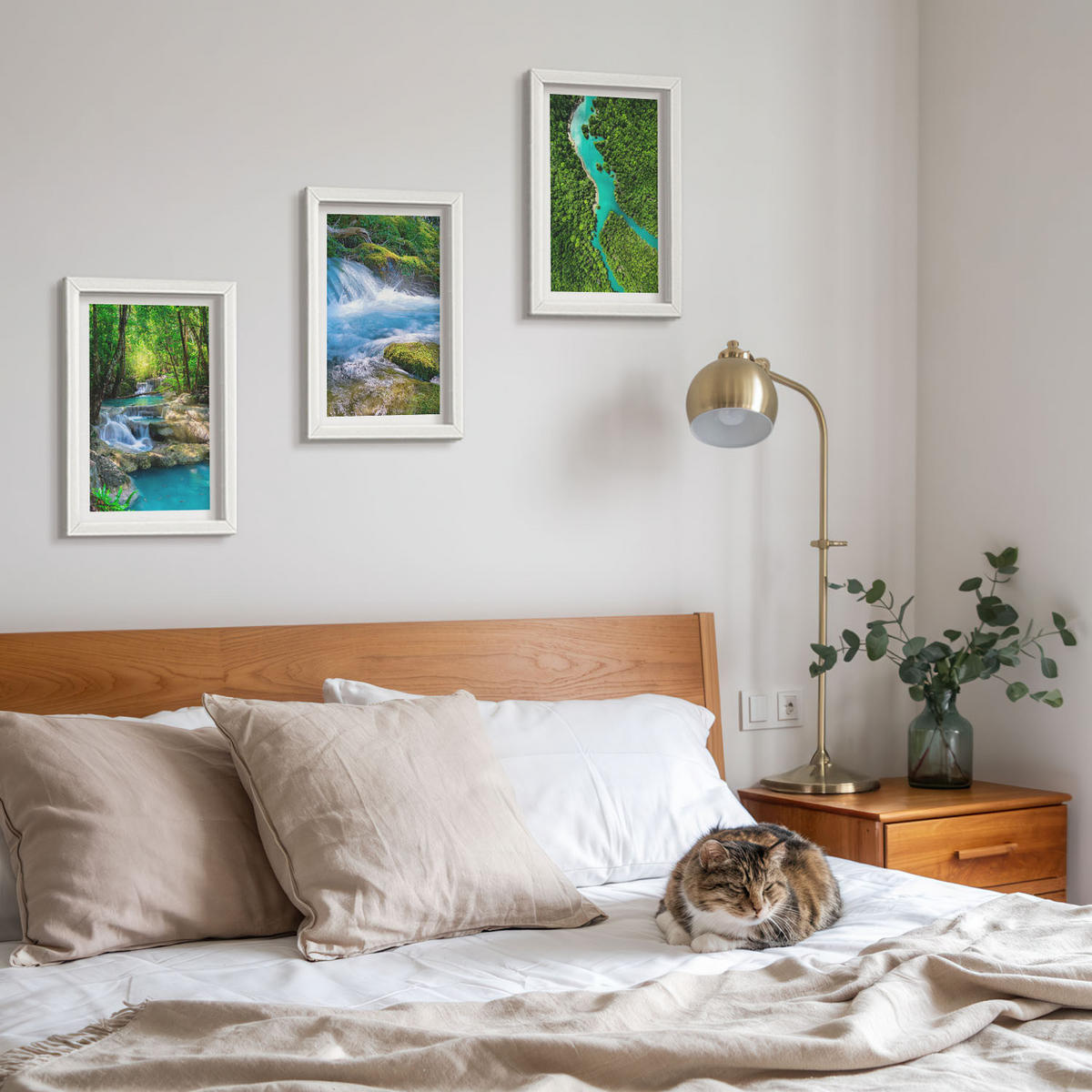 WANDBILDER 3er-Set - 20x30 cm Weißer Rahmen - Grüne Wälder, kristallklares Wasser - Weiß, Kunststoff (20/30cm) - ArtPrintCave