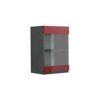 KÜCHENGLASSCHRANK R-Line Rot 40 cm J-Shape - Anthrazit/Rot, Holzwerkstoff (40/60/31cm) - Vicco