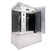 BADEWANNE Dusche K80-SW-TH-C-EA Duschtempel - Schwarz, Glas/Kunststoff (180/100/228cm) - AcquaVapore by Sandra Jentho