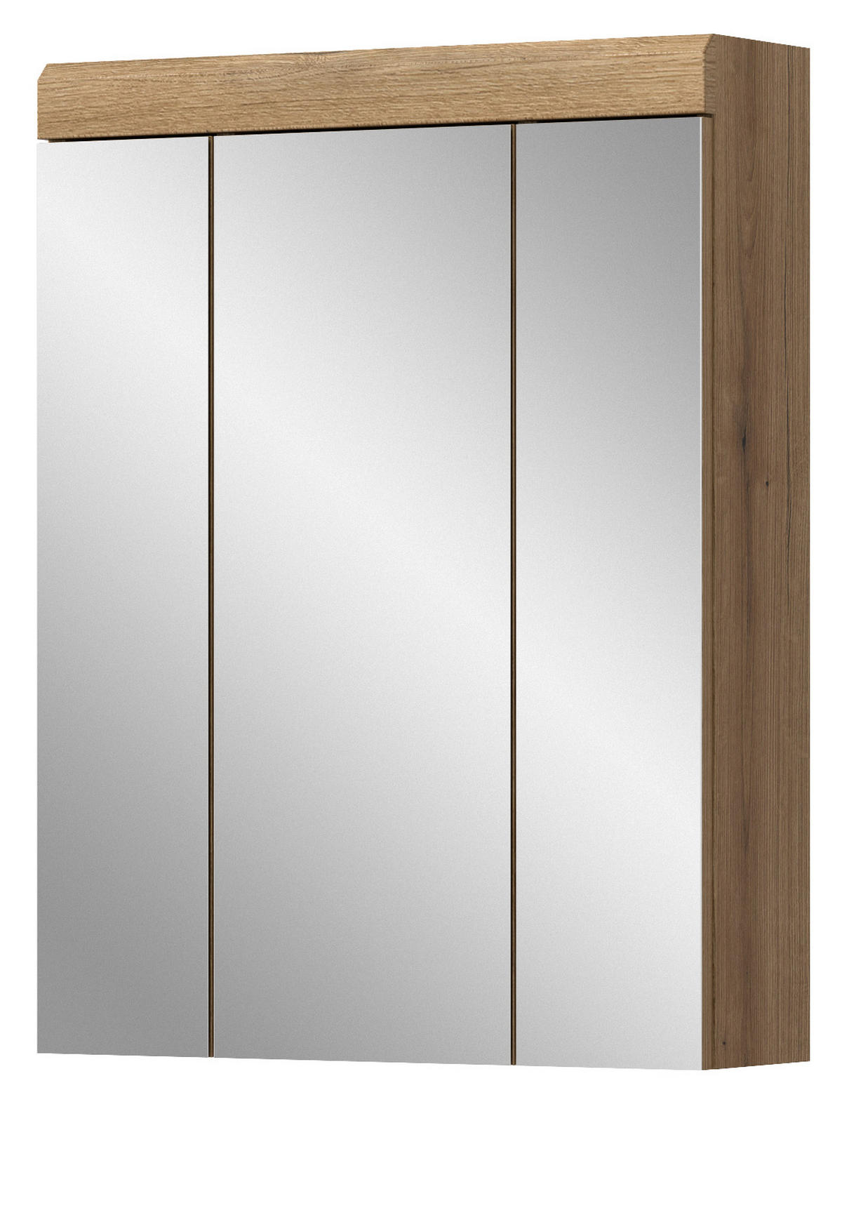 BADEZIMMER Spiegelschrank in Evoke Eiche Badschrank 3-türig 60 x 79 cm Shawn - Eichefarben, Glas/Holzwerkstoff (60/79/18cm) - Inn.Furn