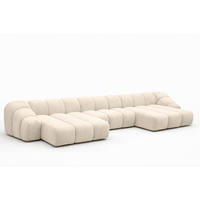 ECKSOFA Modulare U-Form, Veloursstoff Bluvel, Creme, CROISSANT U - Creme, Holz (413/72/190cm) - Kaiser Möbel