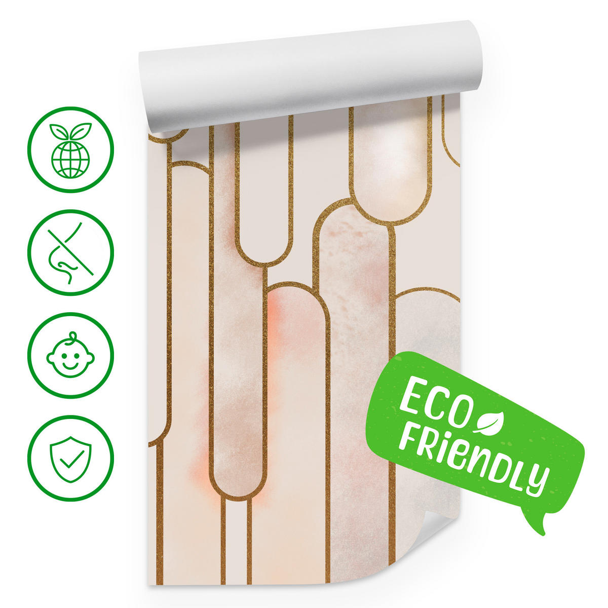 FOTOTAPETE für Wohnzimmer Abstraktion Art Deco 250x175 - Beige/Rosa, Papier (250/175cm) - Muralo