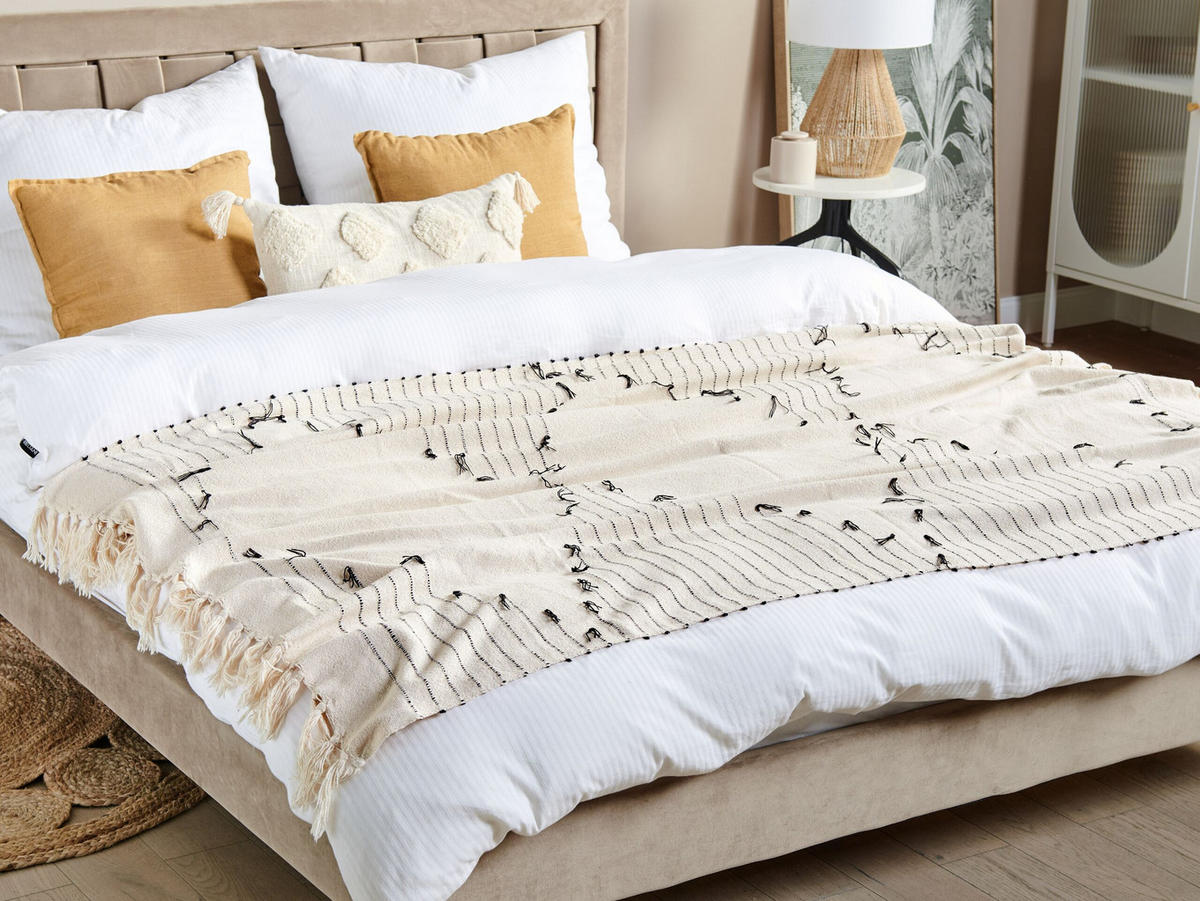 DECKE Helles Beige Uluyol 130/170 cm - Beige, Naturmaterialien/Textil (130/170cm) - Beliani