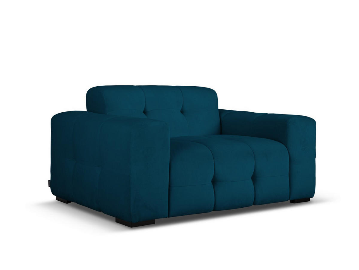SOFA Kendal aus Samt marineblau 2 Sitzplätze - Blau, Textil (156/79/103cm) - Micadoni