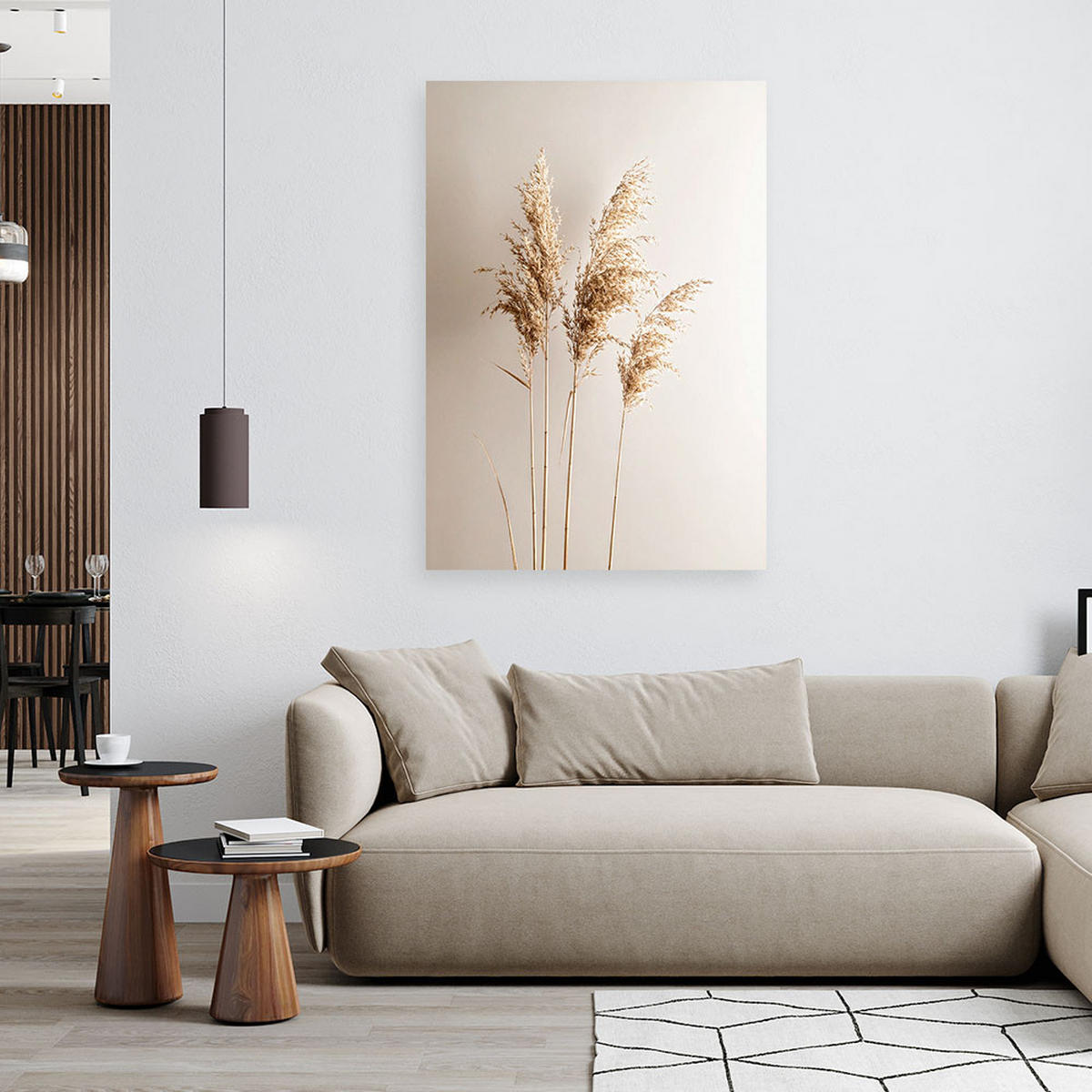 LEINWANDBILD Pampasgraspflanzen Natur Beige 80x120cm - Beige, Textil (80/120cm) - Feeby