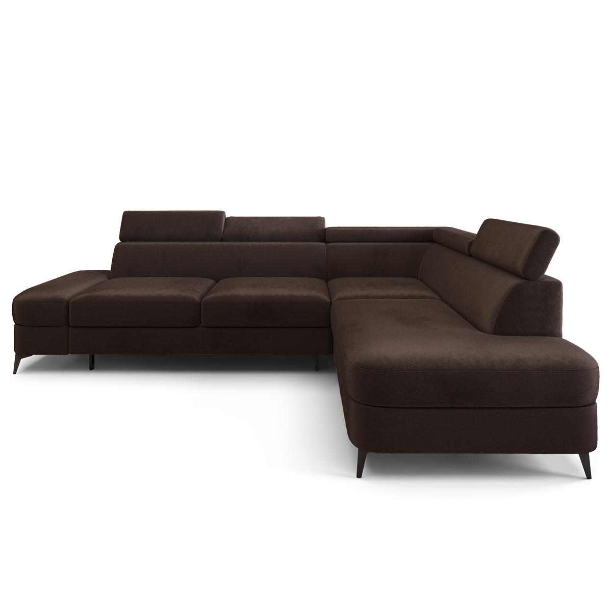 ECKSOFA AVISE M R-S Braun Velours-Stoff mit Schlaffunktion - Braun, Holzwerkstoff/Textil (268/195cm) - MASSENO