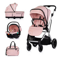 KOMBIKINDERWAGEN Aurora 3 in 1 rosa Babyschale Babywanne Sportsitz Tasche - Rosa, Metall (84/57/112cm) - Chipolino