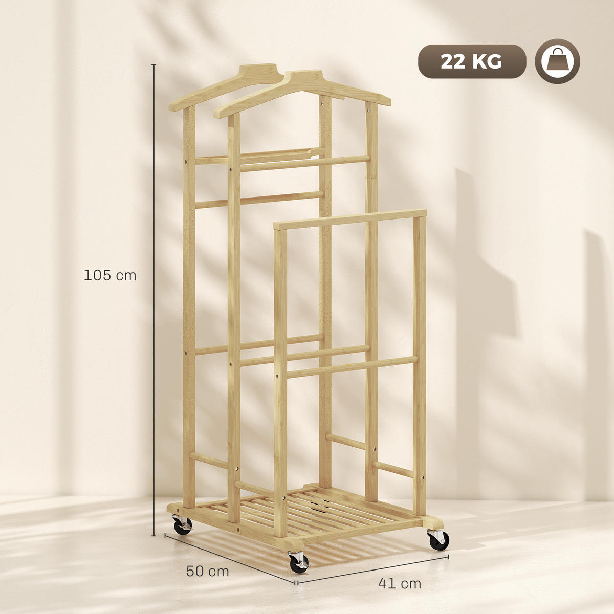 HERRENDIENER Eichefarben 50/41/105 cm - Eichefarben, Naturmaterialien (41/105/50cm) - PANGIVO