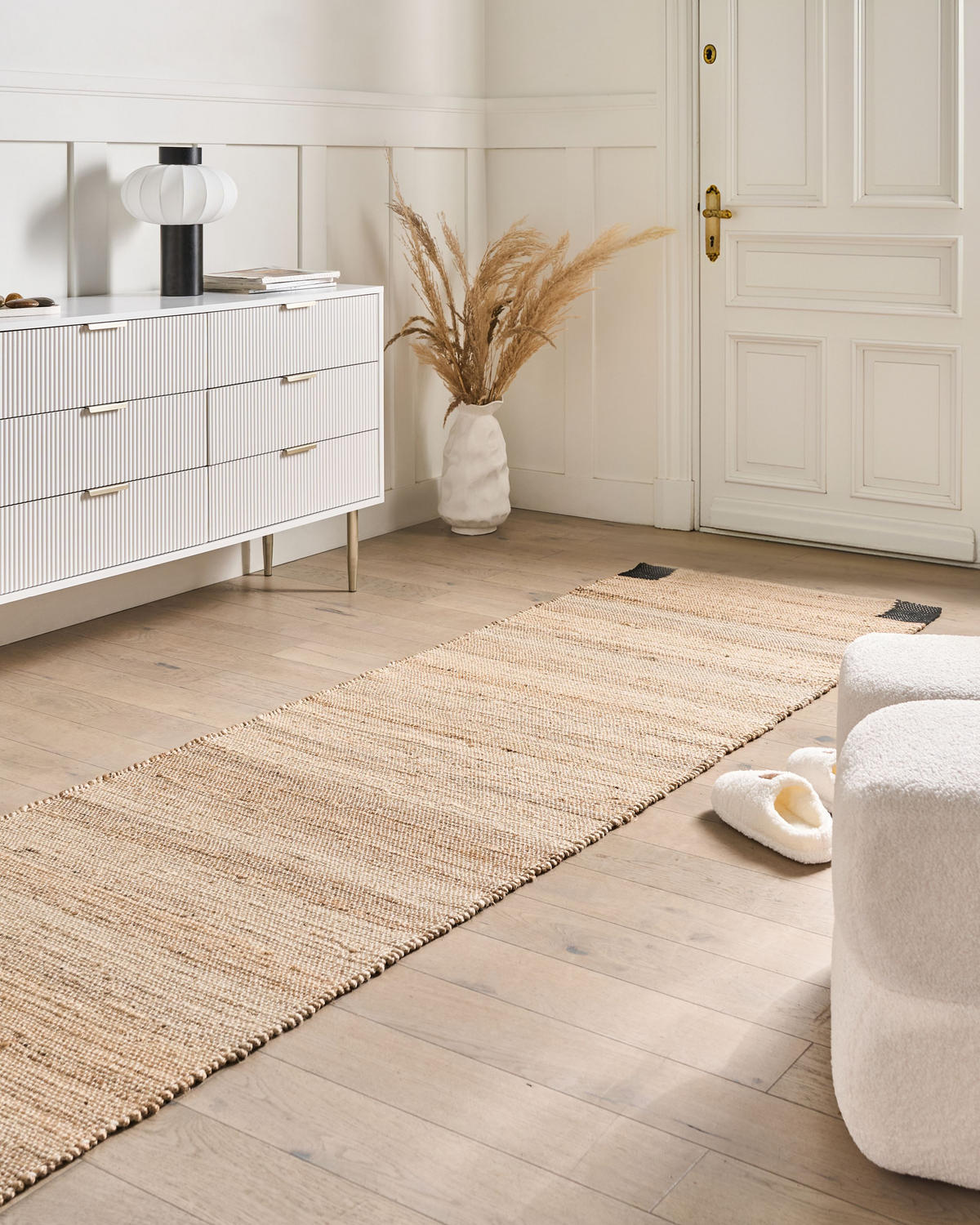 KOBEREC Černý/Béžový 80/300 cm Juta Amravati - béžová, textil (80/300cm) - Beliani
