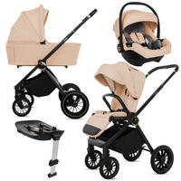 KINDERWAGEN Rosso 4in1 Beige Babywanne, Reisebuggy, Autositz, Isofix Basis - Beige/Schwarz, Textil/Metall (58/98cm) - BabyLux