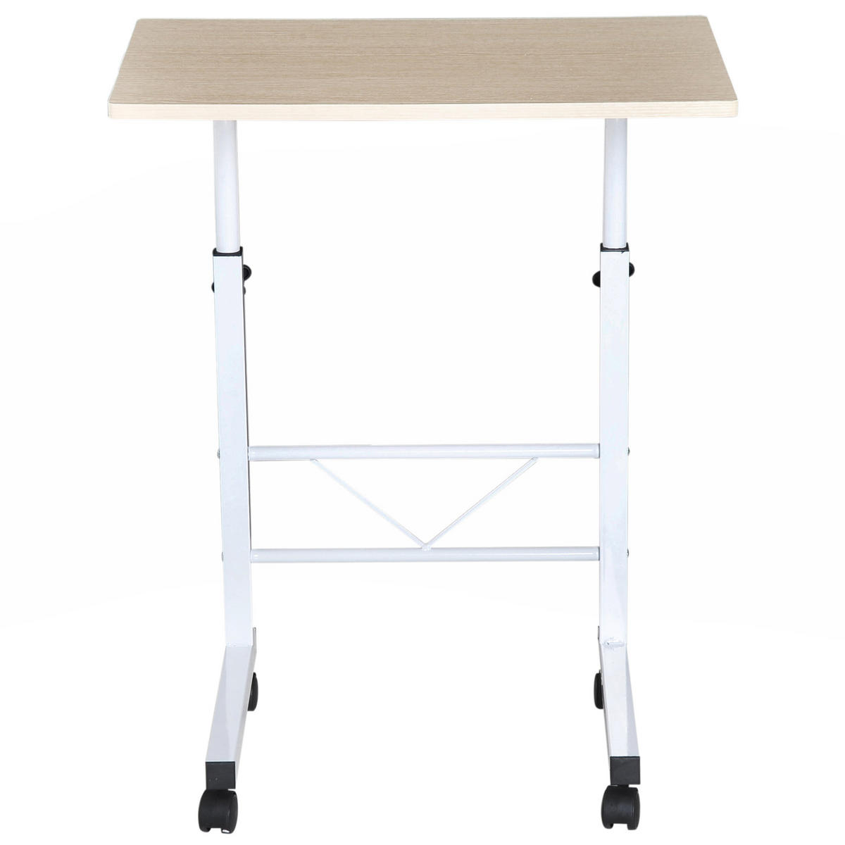 BEISTELLTISCH 40/60/68-78 cm höhenverstellbar mit Rollen und Bremsen, C-Form aus Stahl, Ahorn - Ahornfarben, Metall (60/40/78cm) - Redom