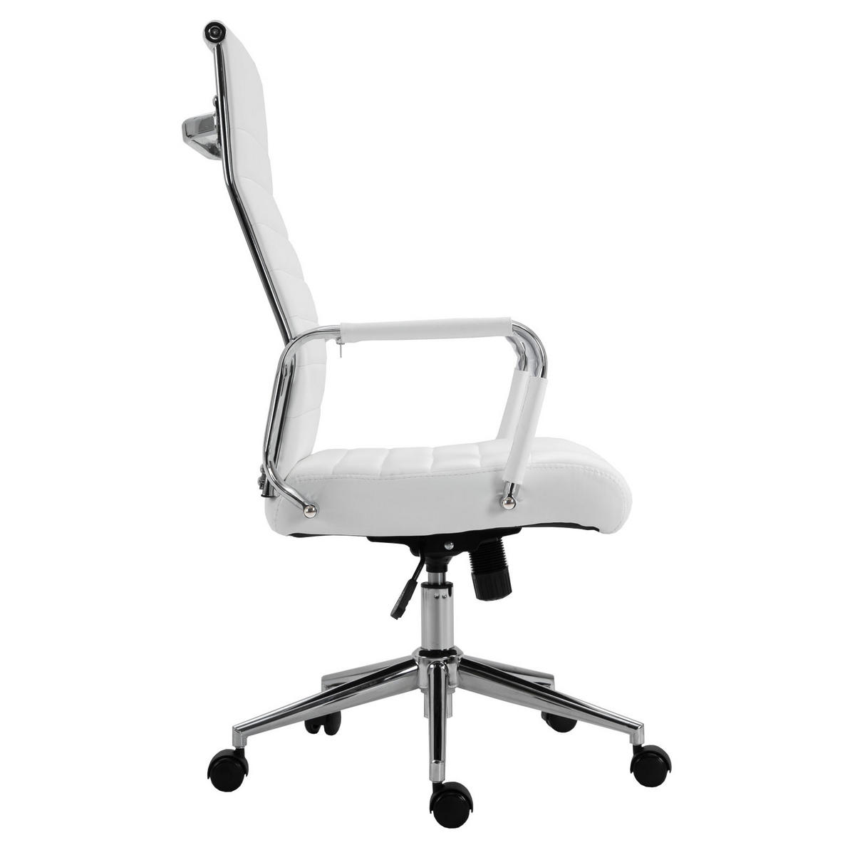 SCHREIBTISCHSTUHL OFFICE COMFORT HB Kunstleder Weiß - Silberfarben/Weiß, Textil/Metall (57/120/53cm) - SVITA