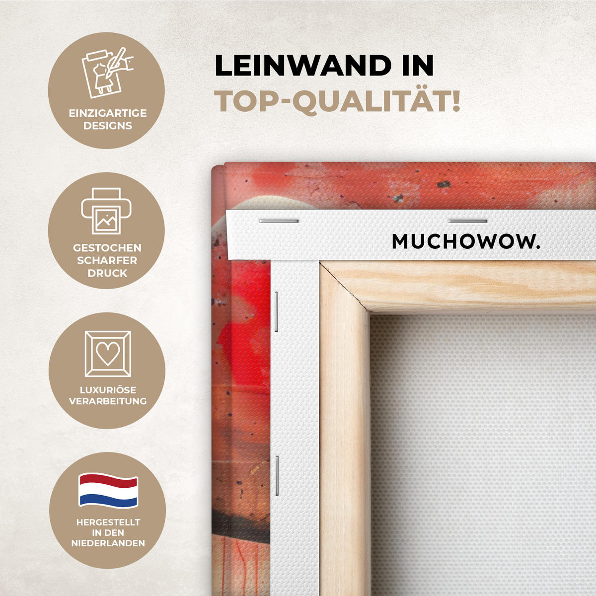 LEINWANDBILD Straßenkunst - Liebe - Graffiti - Kunst - Banksy Wandbild Wohnzimmer 60x80 cm - Orange, Textil (60/80cm) - MuchoWow