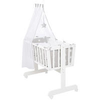 BABYWIEGENSET Little Stars - Weiß/Grau, Holzwerkstoff/Textil (40/90cm) - Roba
