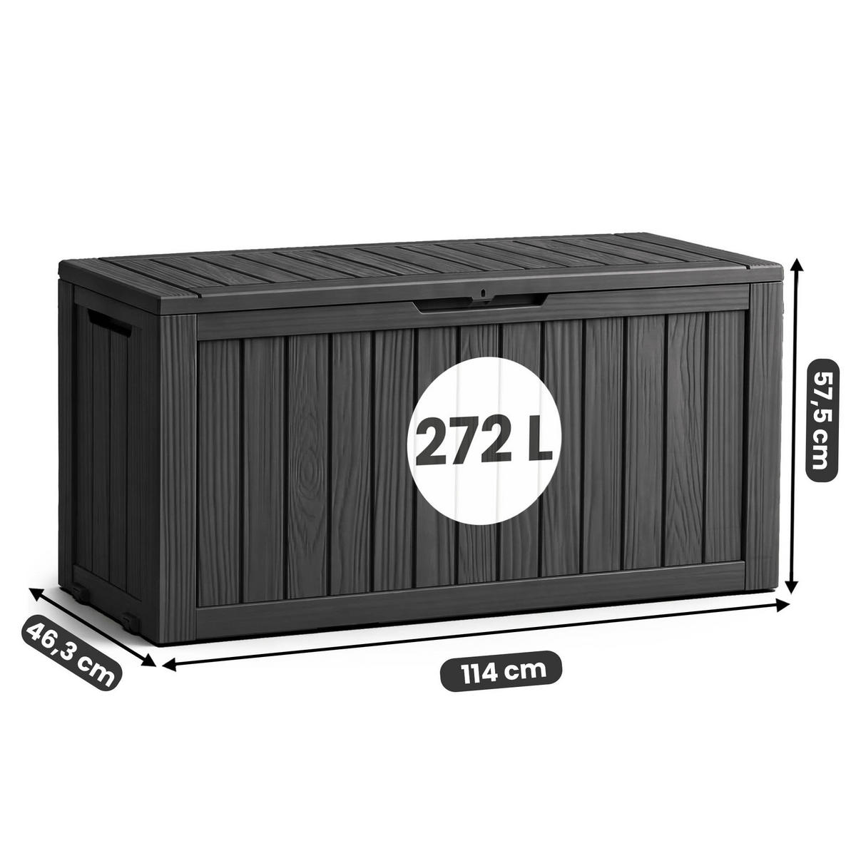 GARTENBOX 272L Schwarz - Schwarz, Kunststoff (114/57.5/46.3cm) - Akord
