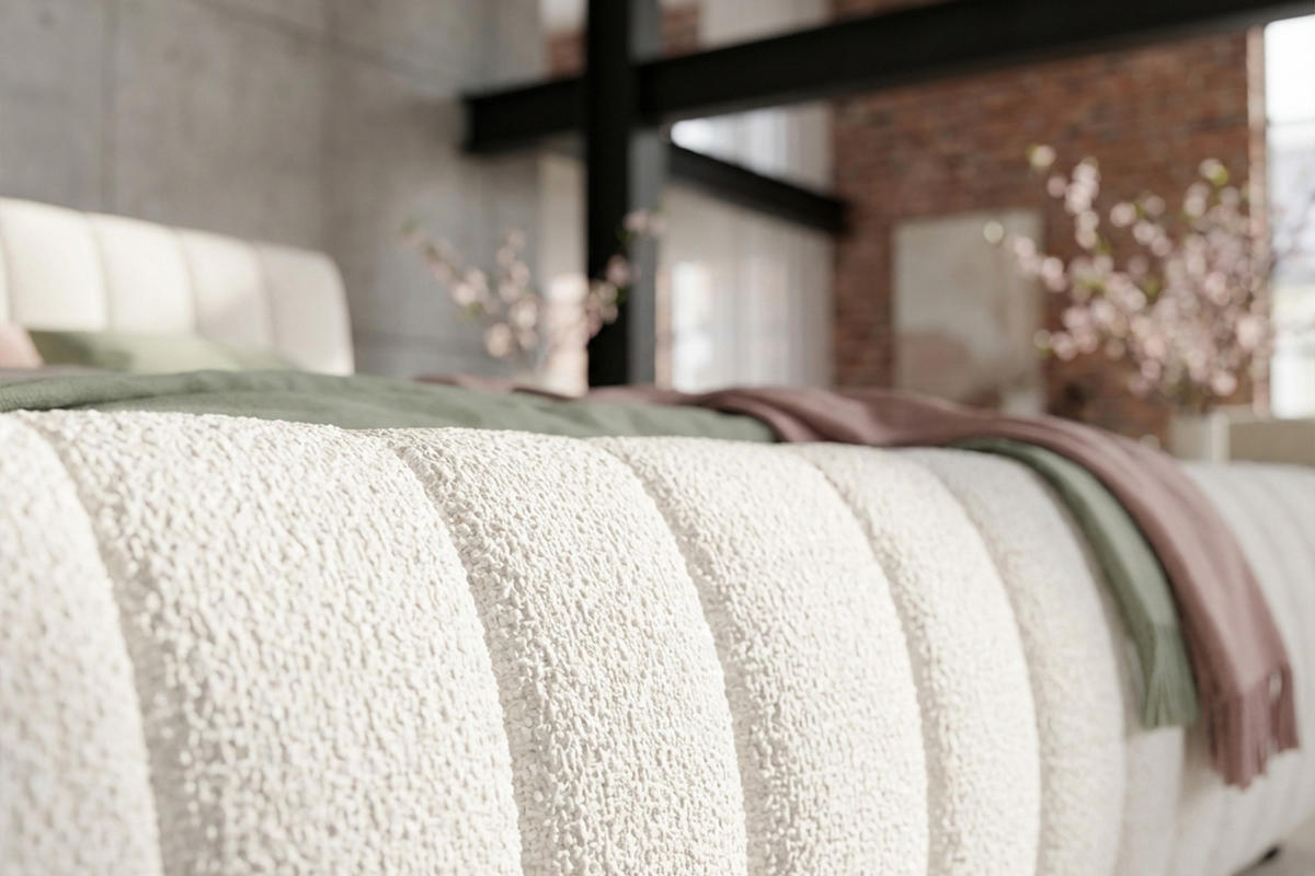 POLSTERBETT ALIOTTA Cremeweiß Bouclé - Creme, Textil (140/200cm) - KAWOLA