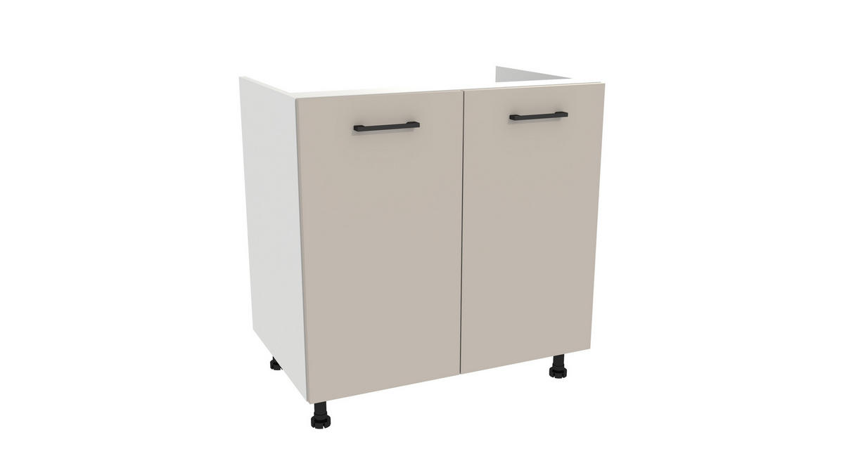 KÜCHENZEILE 170 cm mit Arbeitsplatte - SIMPLY Z2 - in Kaschmir Matt / Rille / Weiß - Kaschmir/Schwarz, Holz/Holzwerkstoff (170/212/53cm)