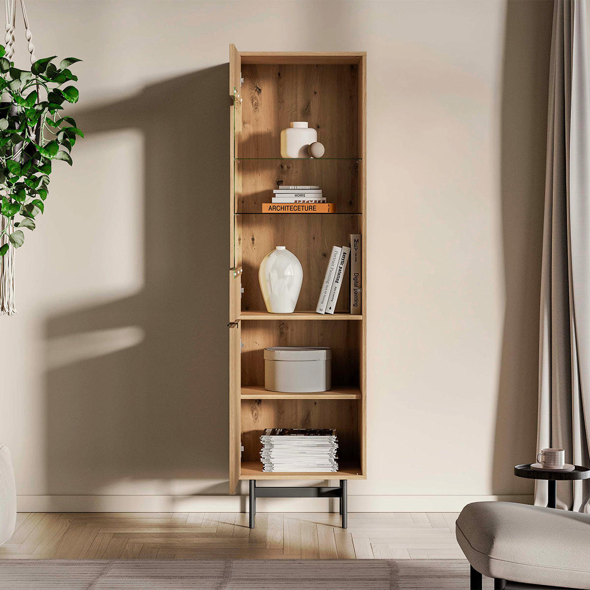 VITRINE Nila Holz - Braun, Holzwerkstoff (54/190/40cm) - Petits-meubles